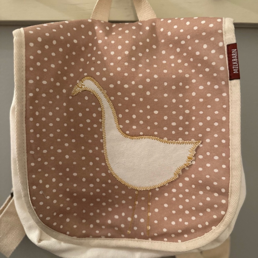 Milkbarn Pink and White Tote Bag with Goose Design